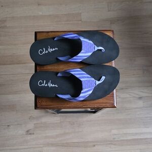 Cole Haan Black and Purple Flip Flops